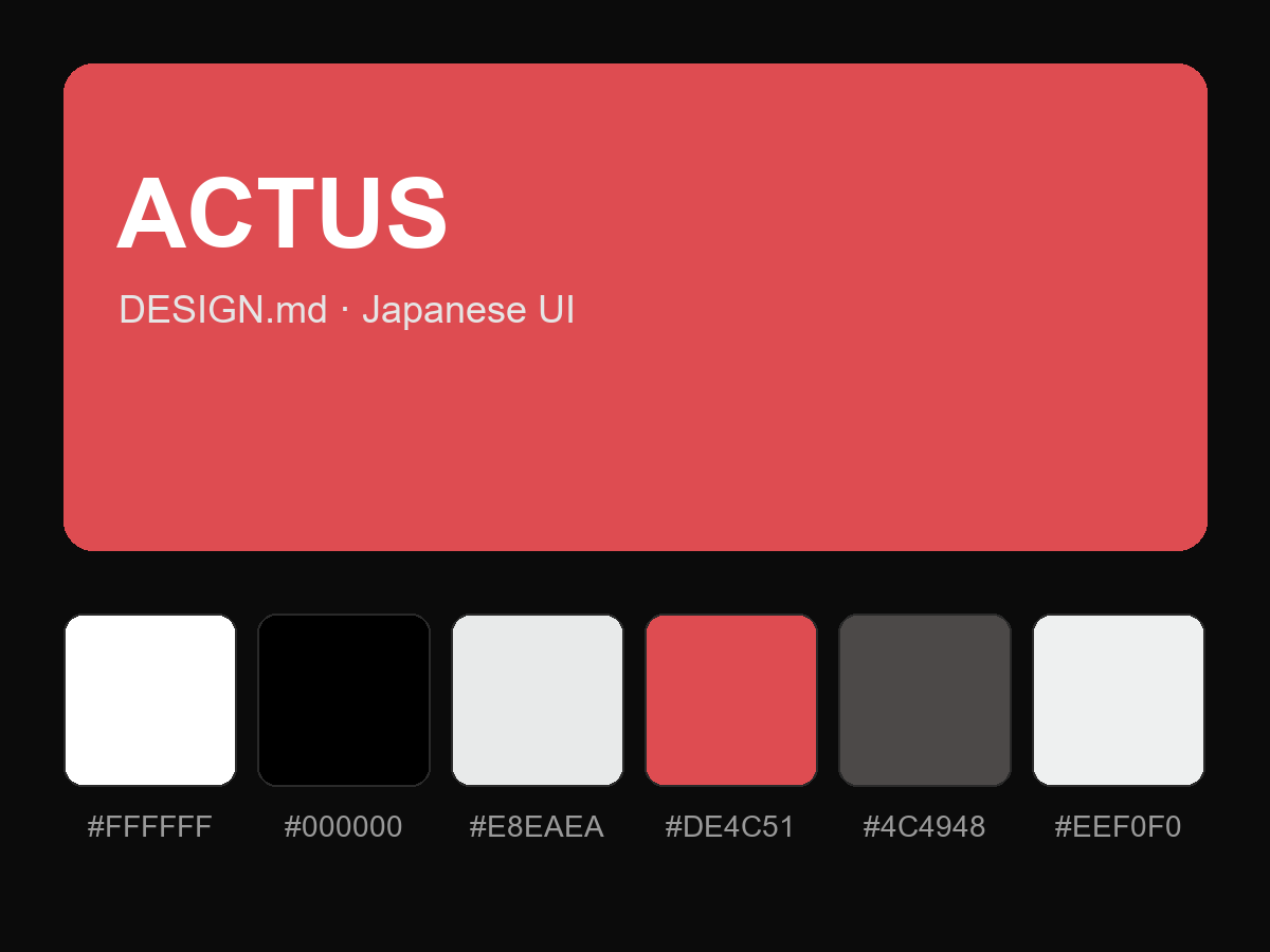 ACTUS Style Design System (DESIGN.md, Japanese UI)