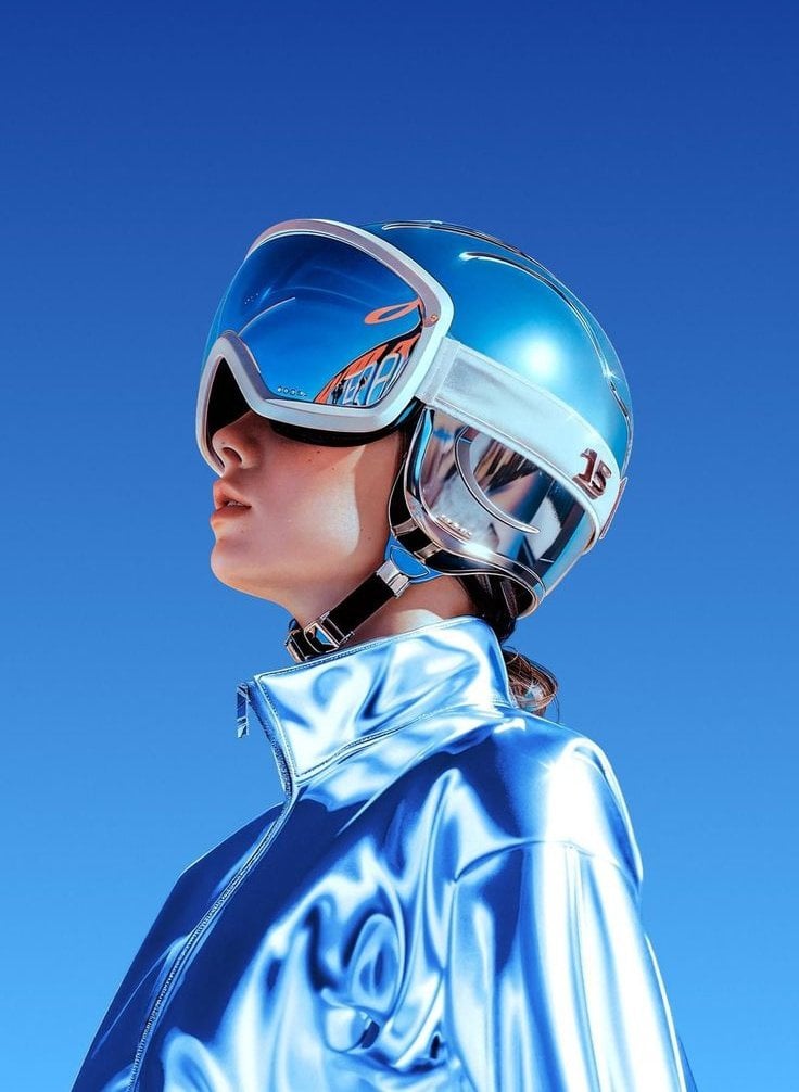 Ultra-realistic futuristic portrait of a young woman in side profile