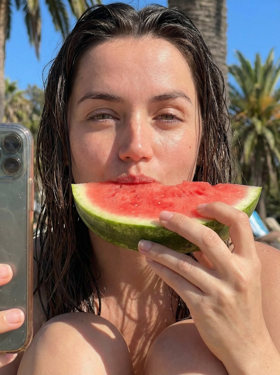 Ana de Armas Summer Watermelon Selfie