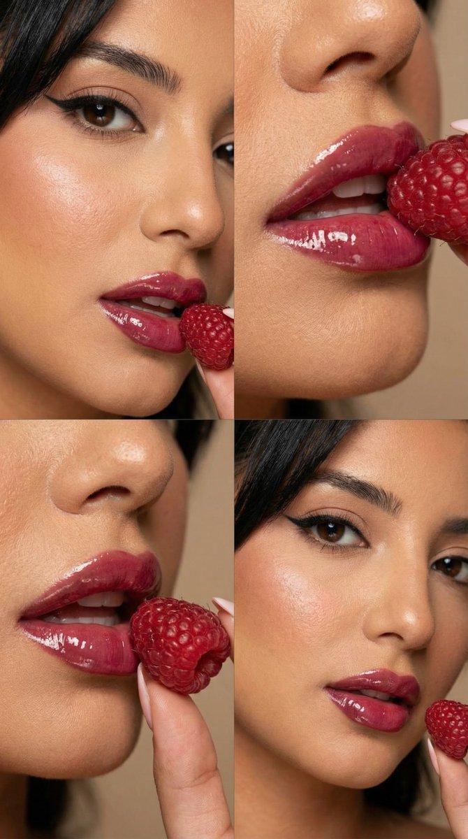 Raspberry Gloss Macro Editorial Grid Prompt