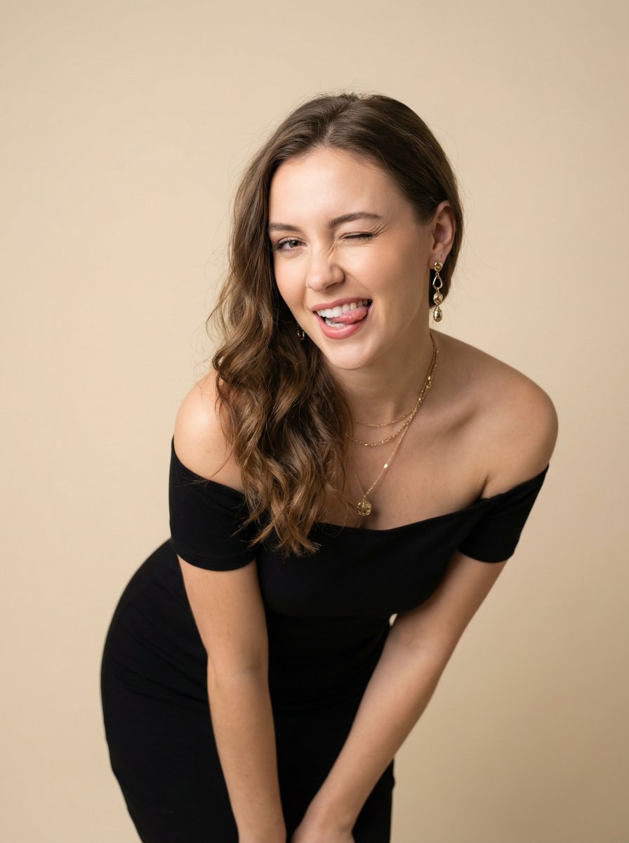 Ultra-Realistic Winking Portrait with Playful Expression