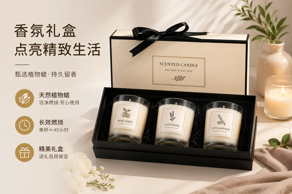 电商主图视觉导演 · 卖点主图 香薰蜡烛礼盒主图