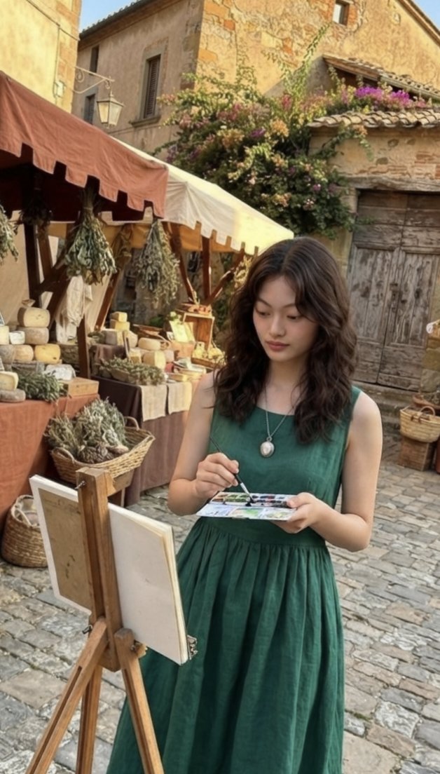 European Marketplace Painting Scene