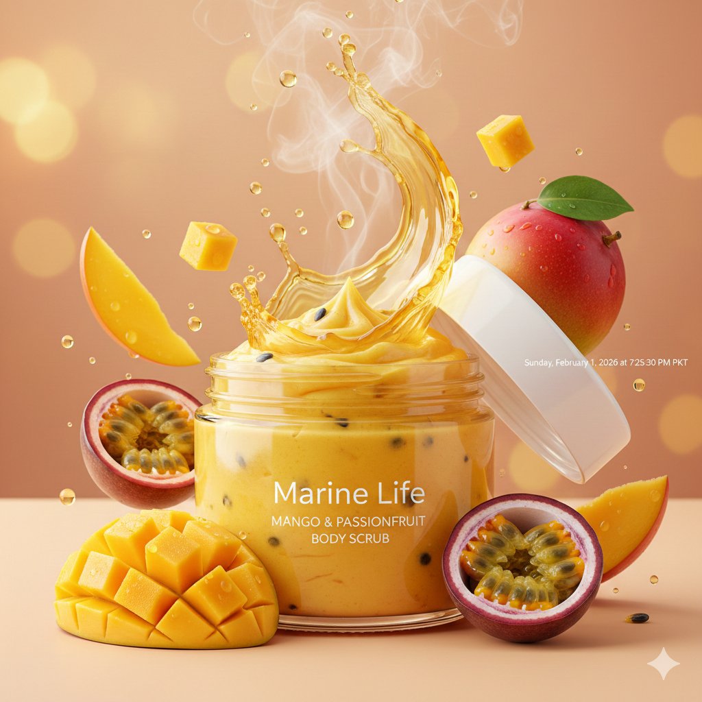 Luxury Mango Body Scrub Product Image and Video Prompts