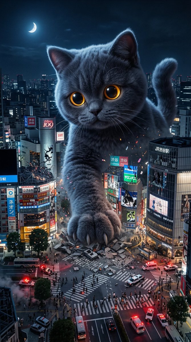 Plush Kaiju Cat Smashing Tokyo