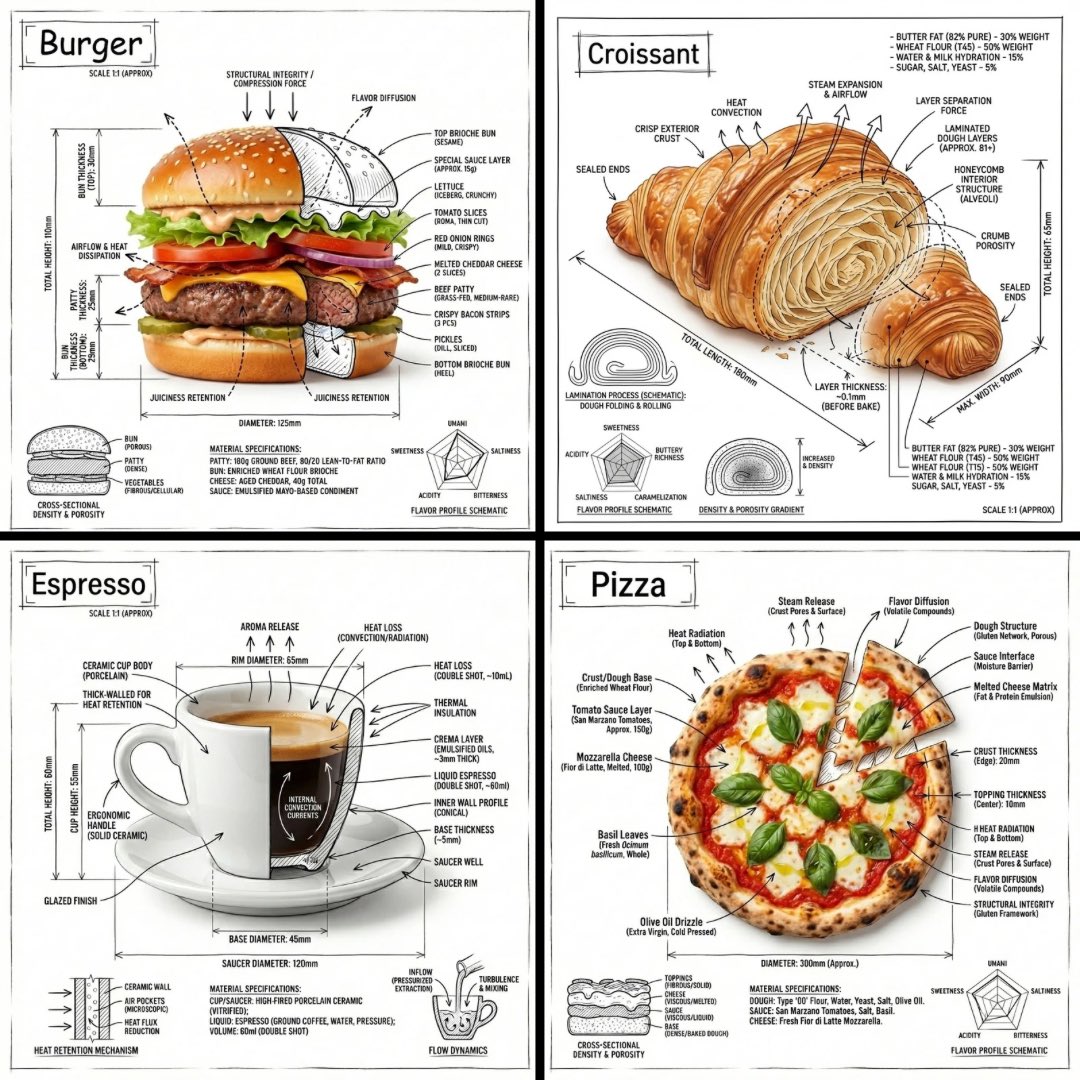 Technical Food Annotation Infographic