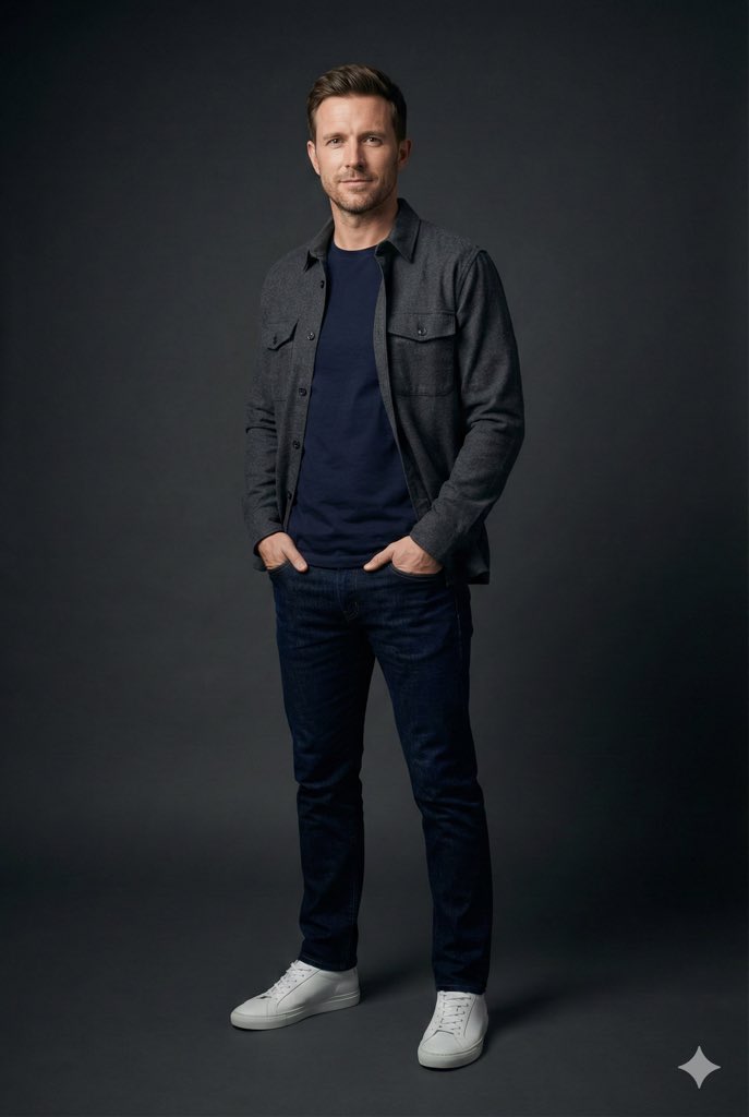 Modern Casual British Man Studio Portrait Prompt