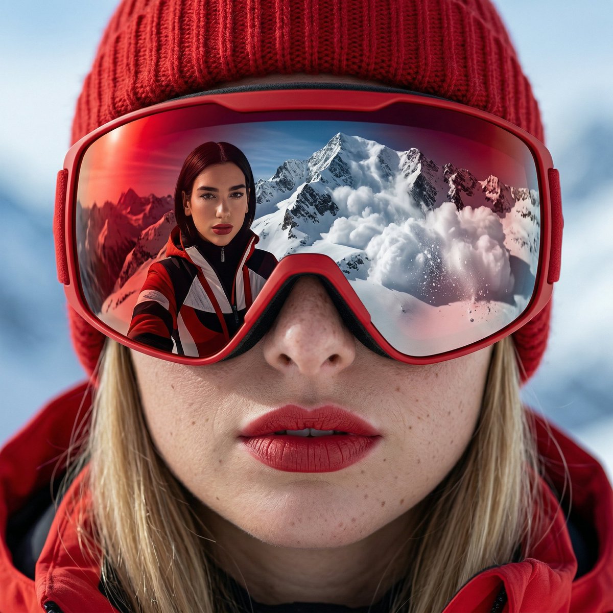Alpine Thriller Fashion Close-up with Reflection
