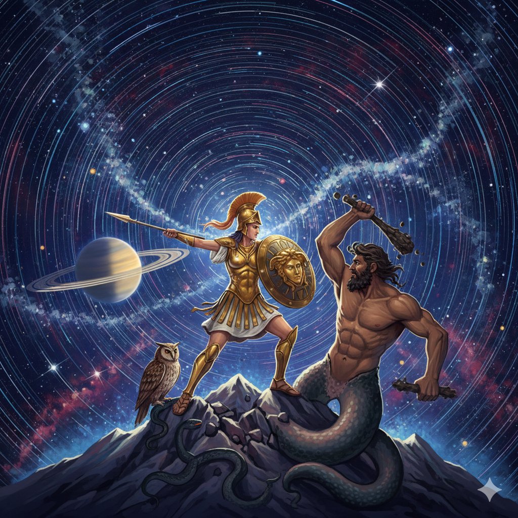 Athena vs. Enceladus Greek Mythology Prompt