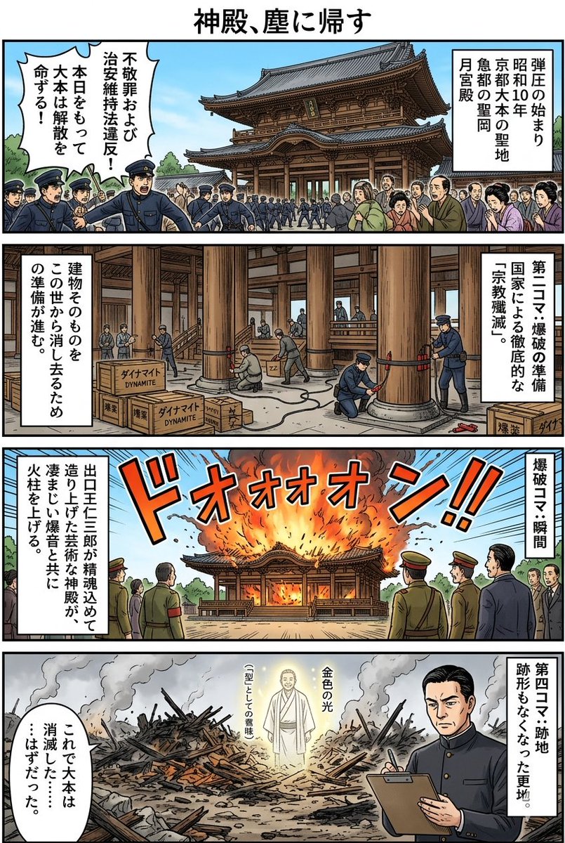 Historical Temple Demolition Scene