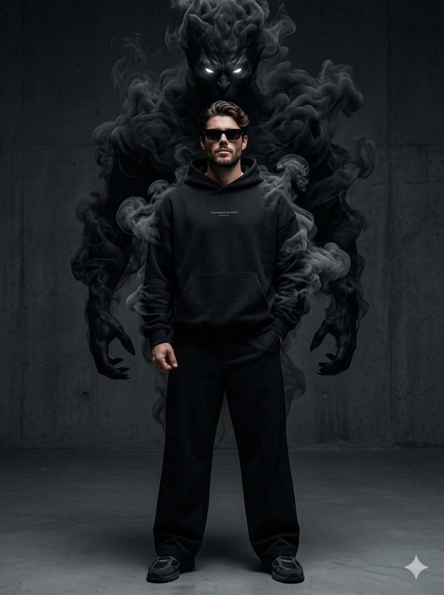 Supernatural Streetwear Portrait with Smoke Demon