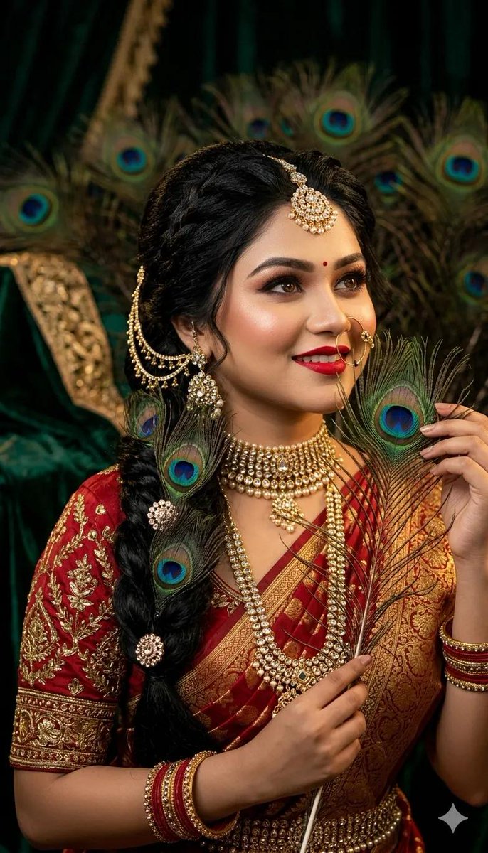 Indian Bridal Peacock Feather Portrait