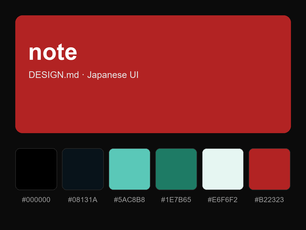 note Style Design System (DESIGN.md, Japanese UI)