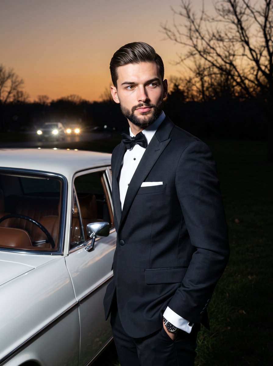 Cinematic Male Formal Night Portrait