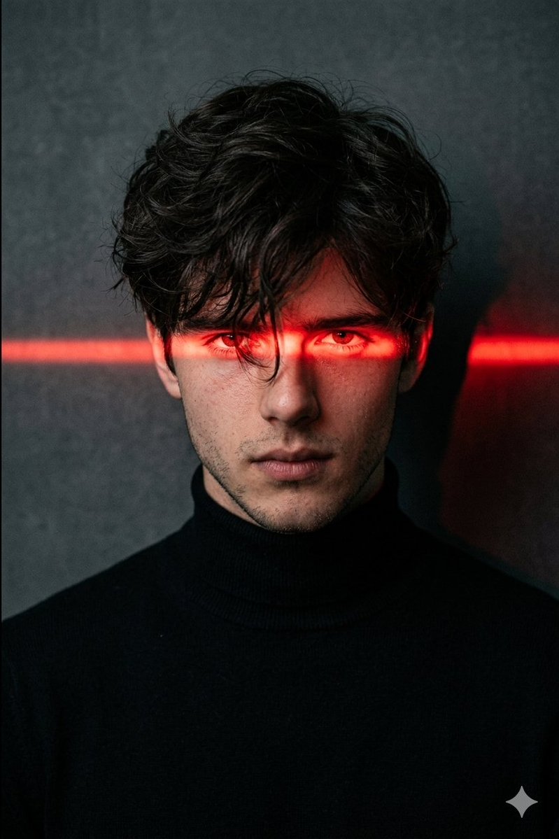 Dramatic Red Light Man Portrait