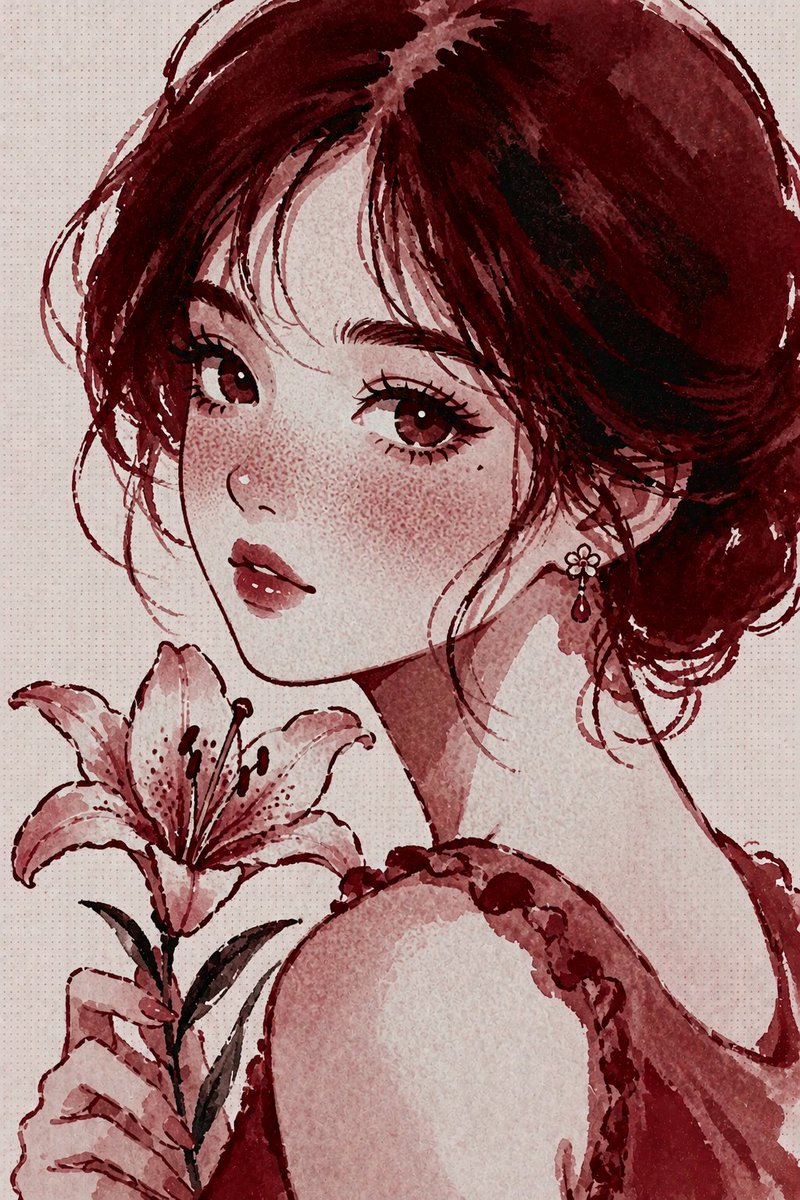 人像插画水彩优雅