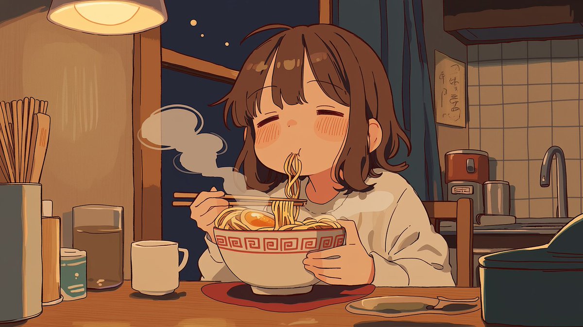 角色动漫插画夜景复古