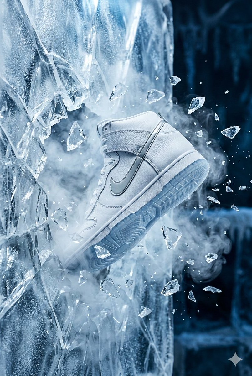 Nike Dunk Bursting Through Crystalline Wall