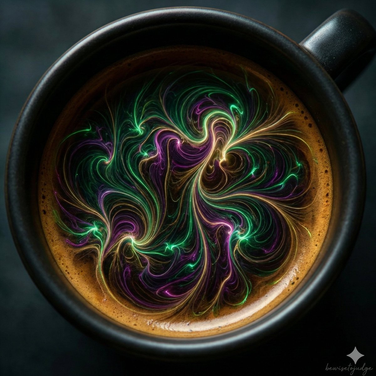 Abstract Microscopic View of Living Coffee Crema