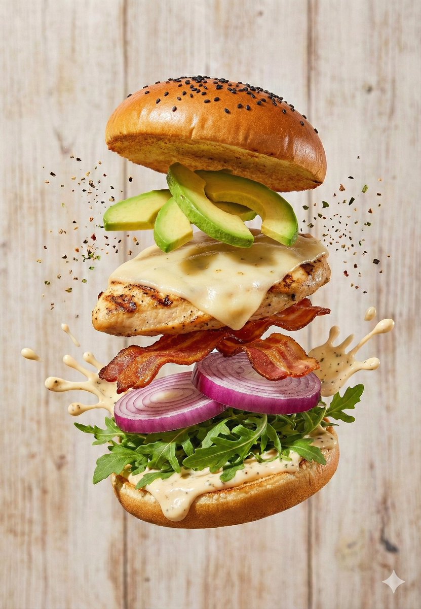 Floating Gourmet Burger Commercial Shot