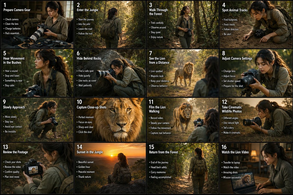 Wildlife Photographer 16-Panel Storyboard
