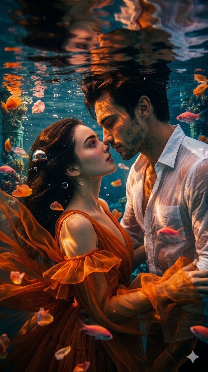 Romantic Underwater Cinematic Scene