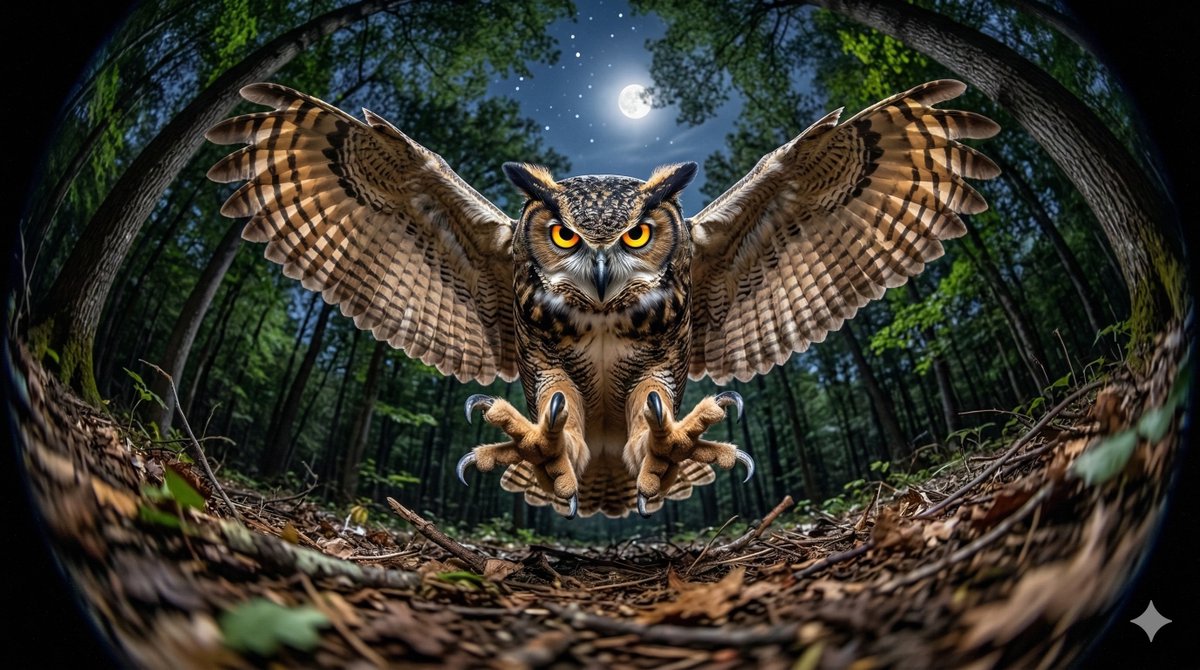 Fisheye Perspective of a Mouse and Owl
