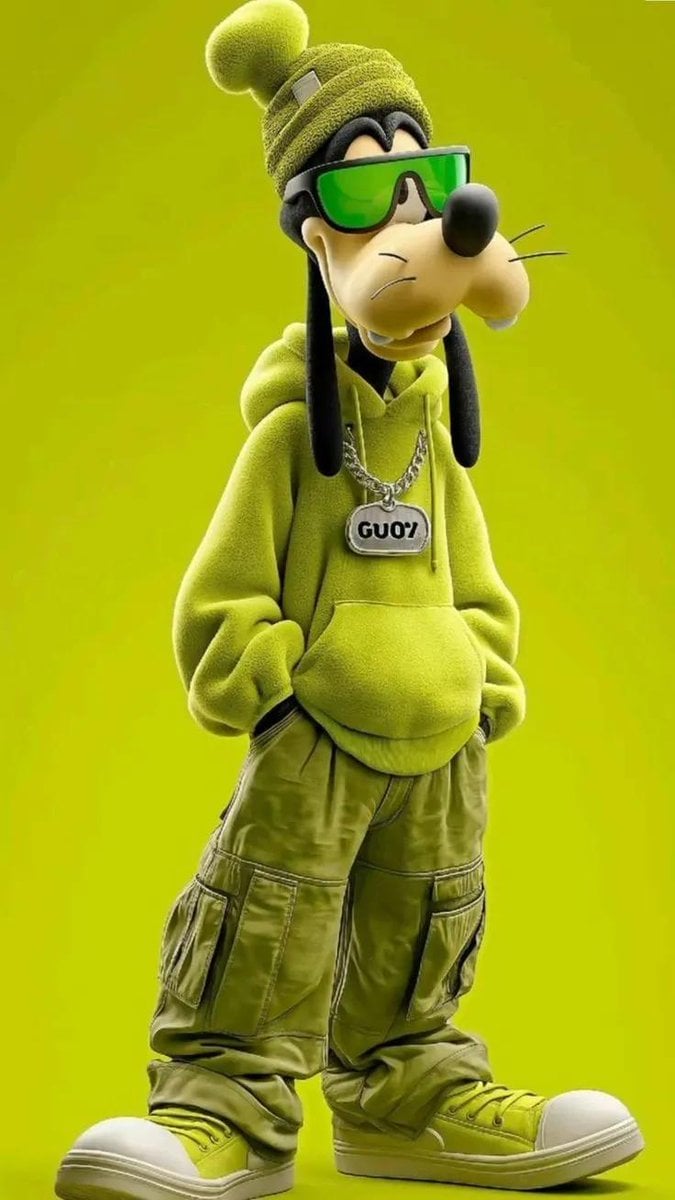 Full-body 3D stylized anthropomorphic cartoon dog character wearing