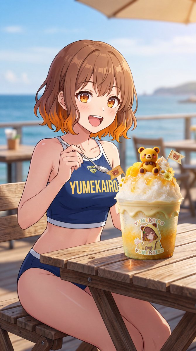 女性动漫插画户外咖啡馆可爱