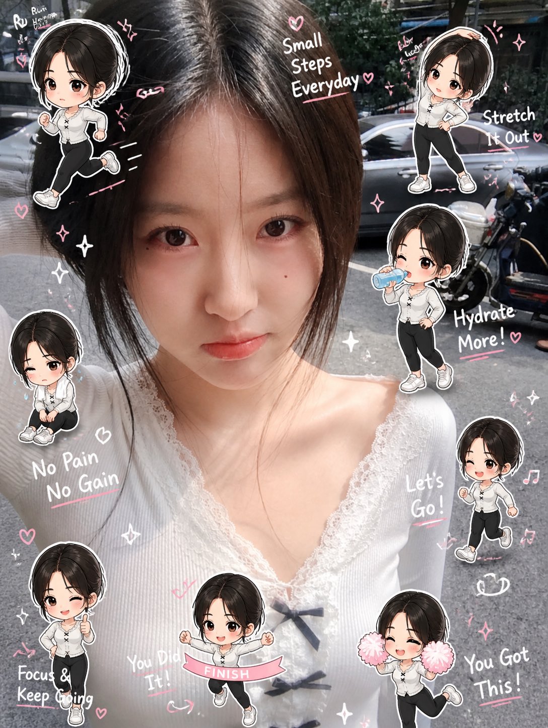 健身时刻 Chibi 贴纸日记照