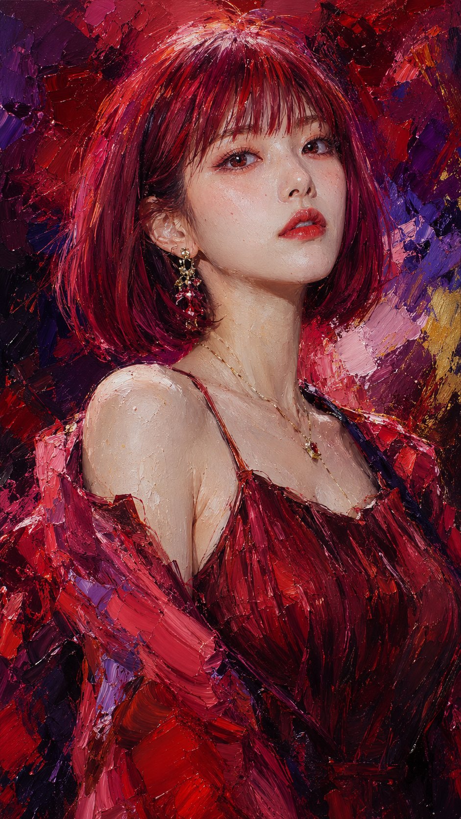 人像厚涂油画冷调