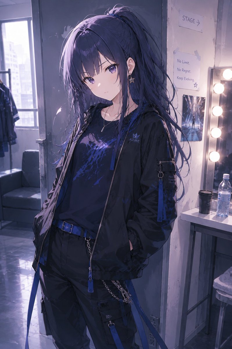 女性动漫插画冷调街头氛围感