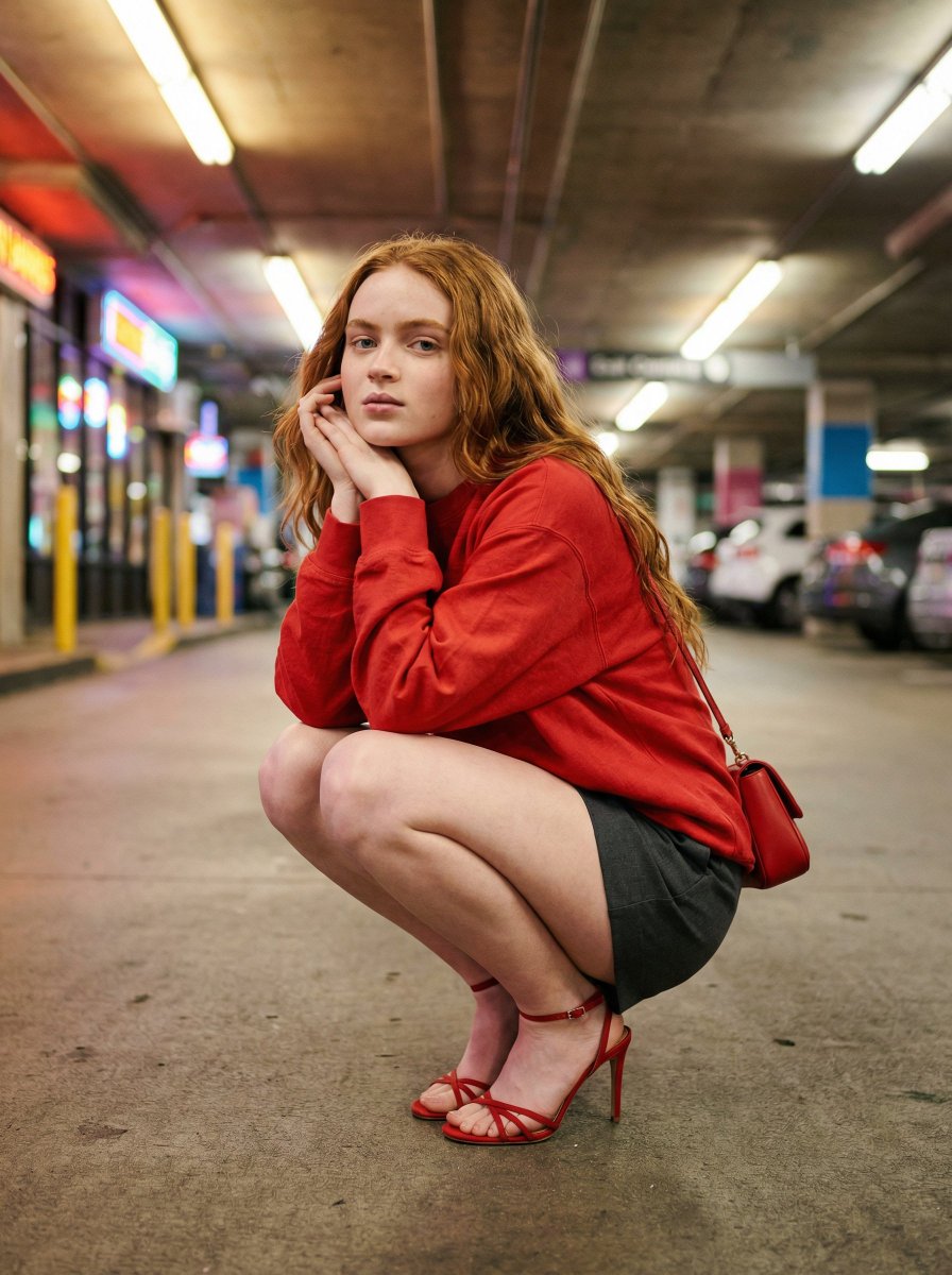 Urban Fashion Editorial in Parking Lot Prompt