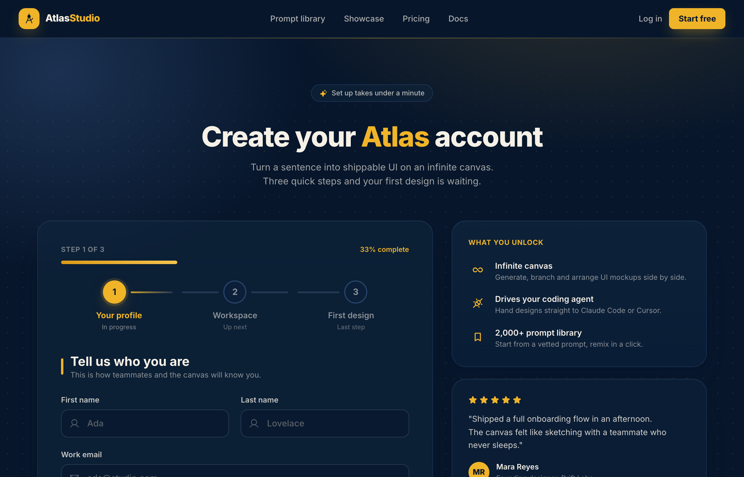 Atlas Studio — Charting Your Account, Step One of Three