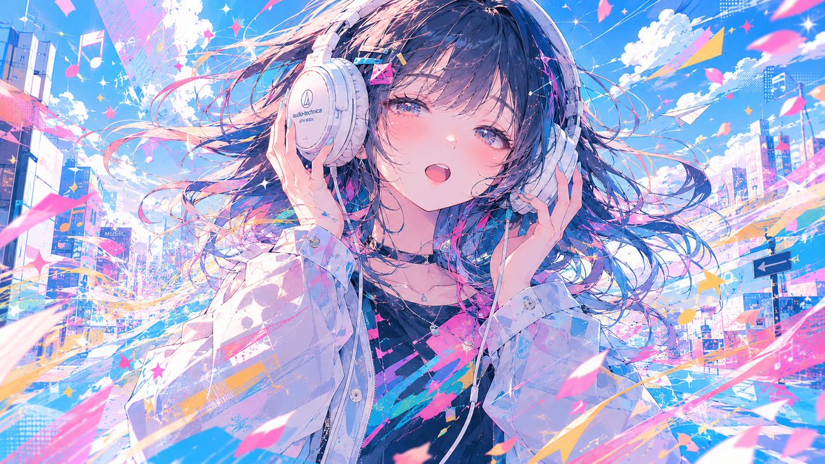 少女动漫插画未来街头