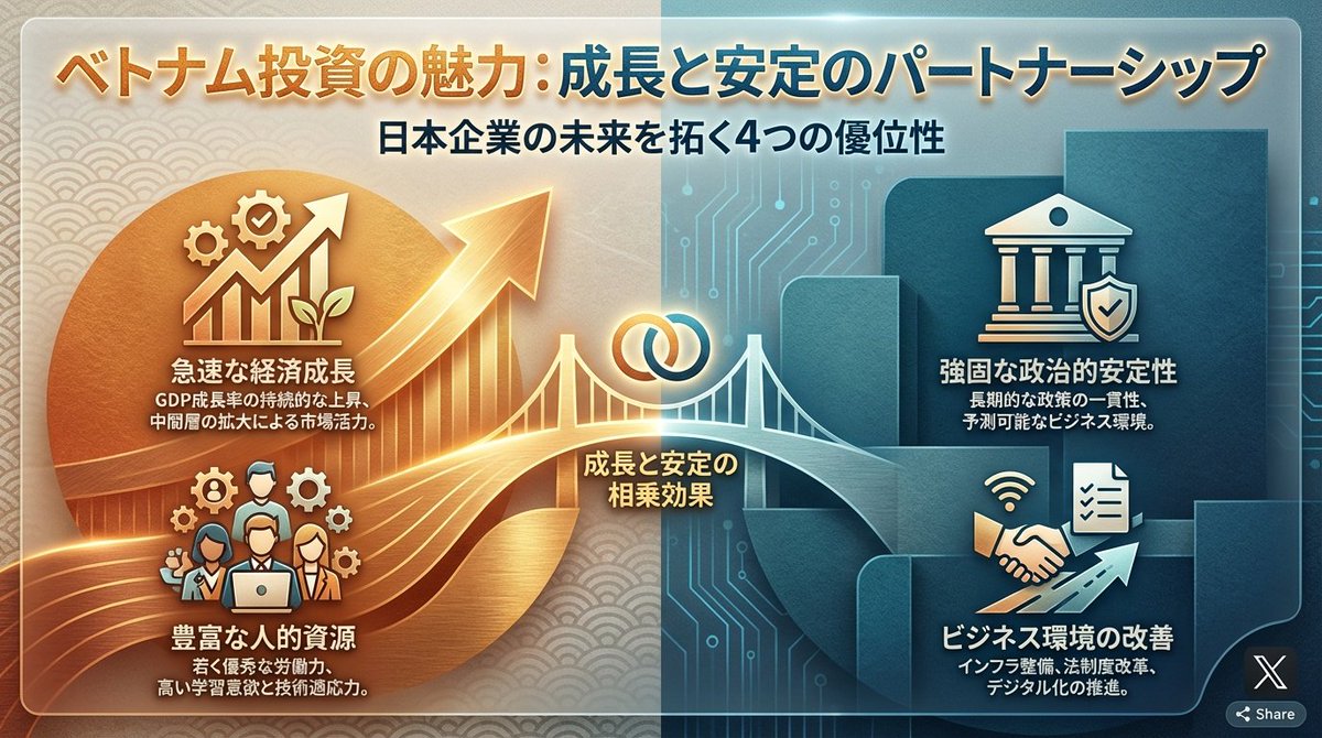 Single-slide about advantages of investing in Vietnam