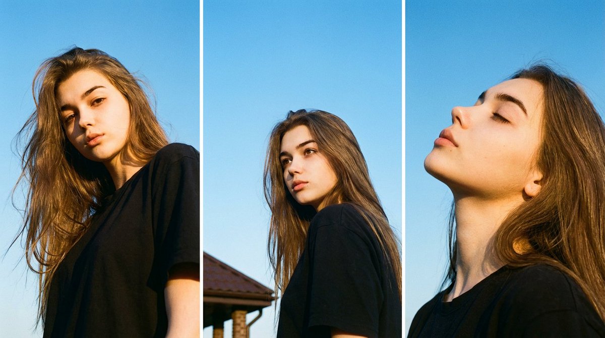 Film Aesthetic Triptych Portrait with Identity Lock