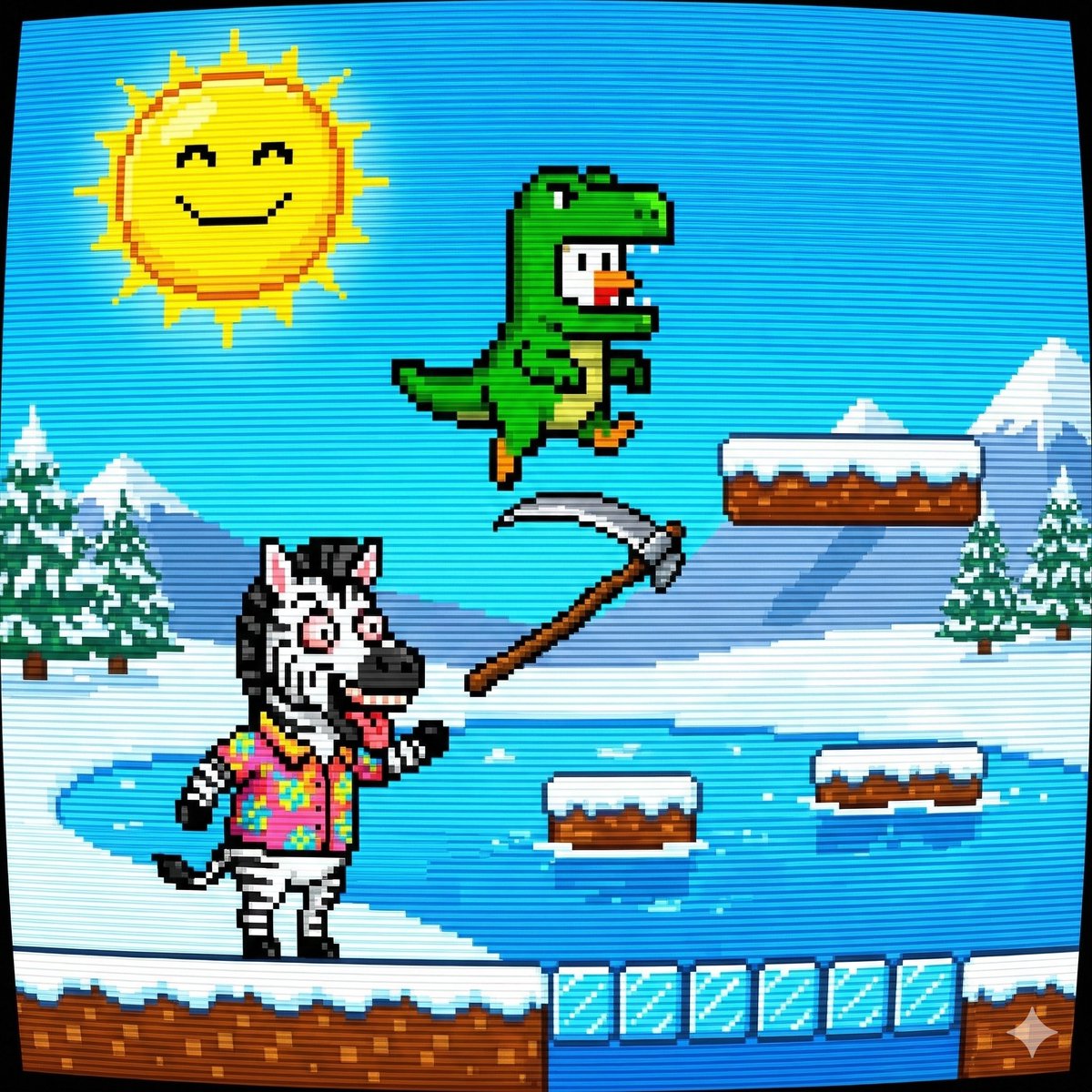 Nano Banana Pro Prompt: 8-bit Chicken in T-Rex Costume
