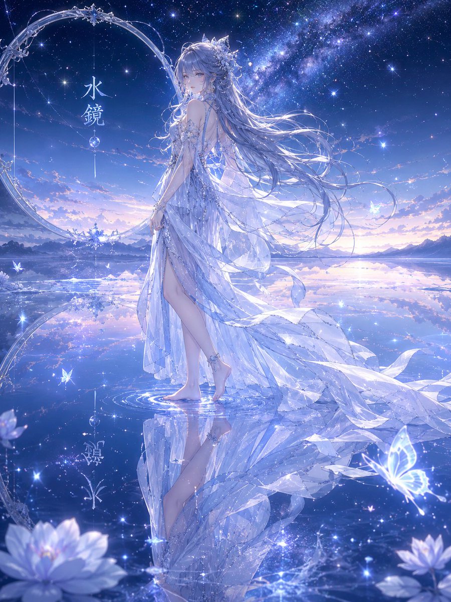 少女动漫插画星空夜景优雅