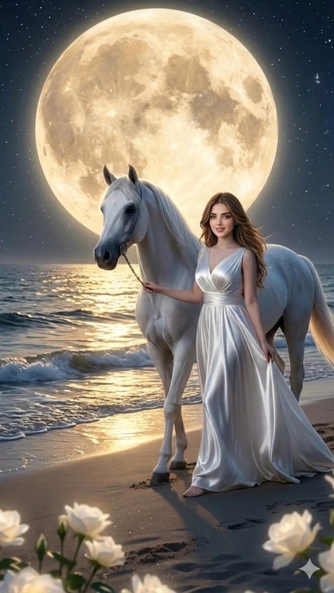 Dreamy Moonlit Beach Horse Walk