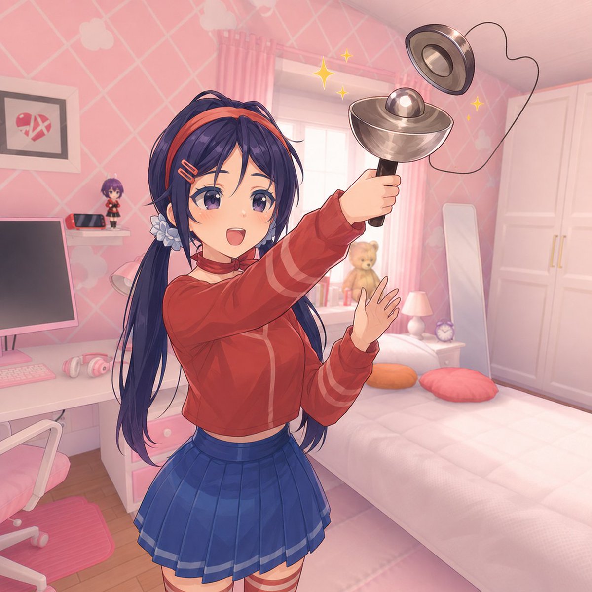 角色动漫插画卧室暗黑可爱