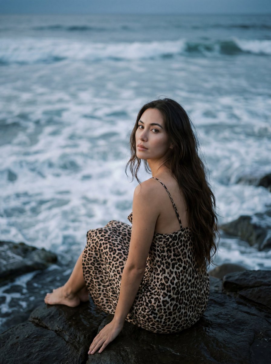 Cinematic Coastal Leopard Fashion