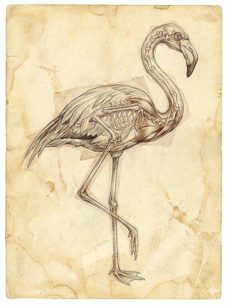 Renaissance Anatomical Study of a Flamingo