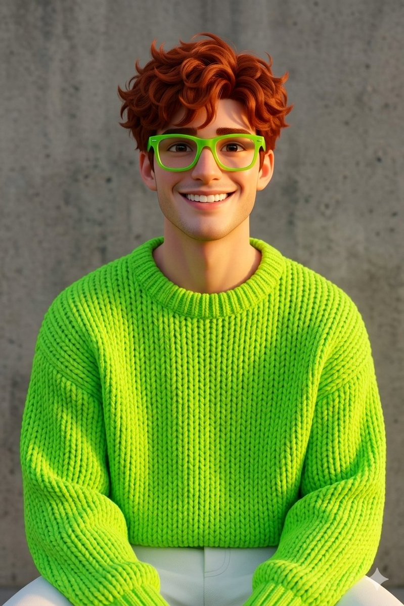 Disney-Pixar Style 3D Portrait of Man in Neon Sweater (Full)