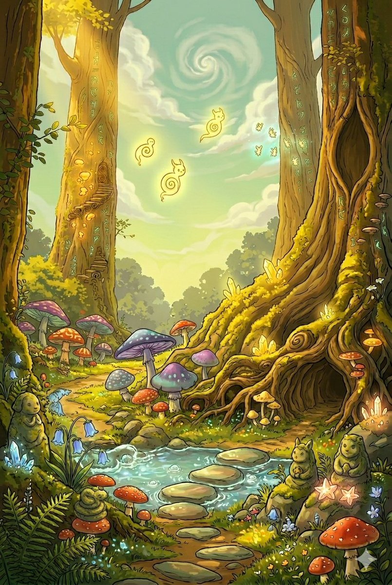 Whimsical Forest Cottage Illustration