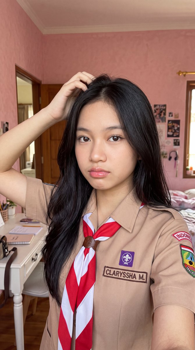 Indonesian Scout Uniform Realistic Selfie