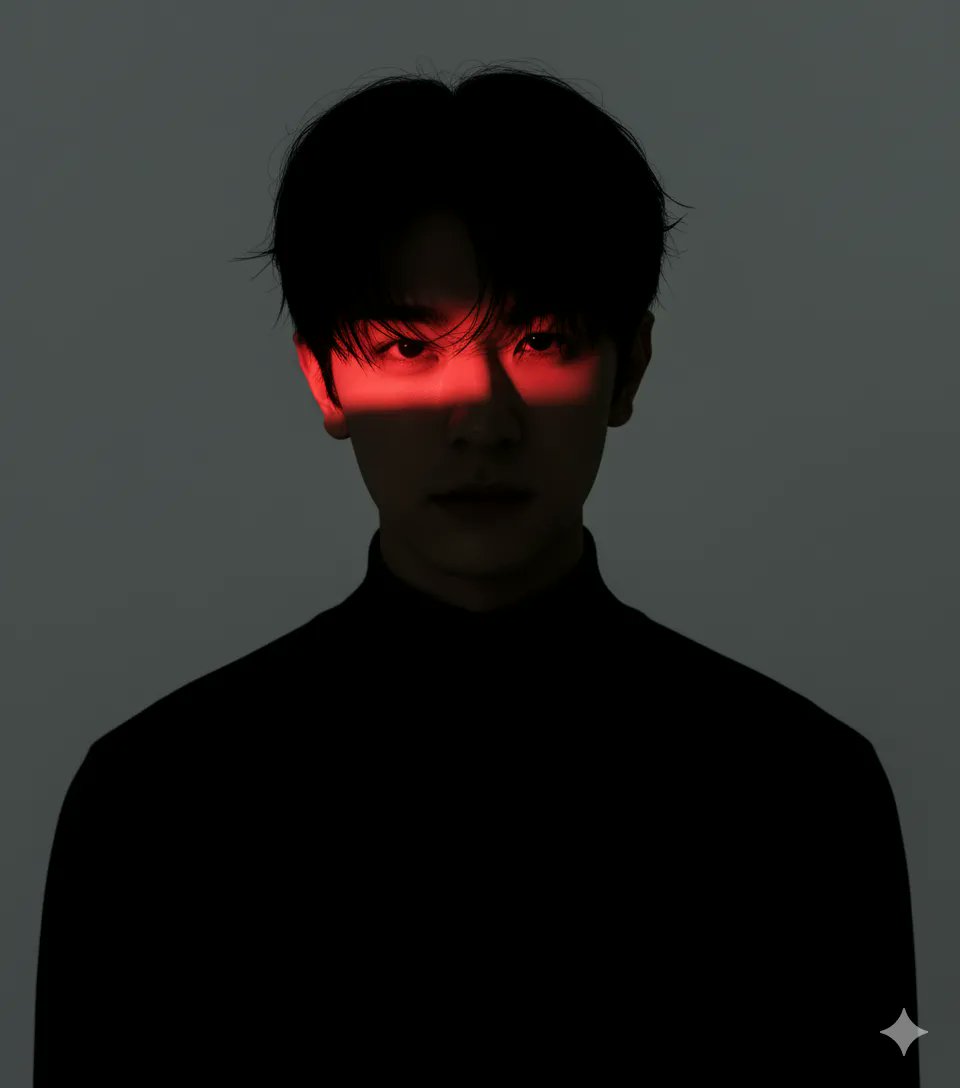 Dramatic Studio Portrait with Red Light Accent
