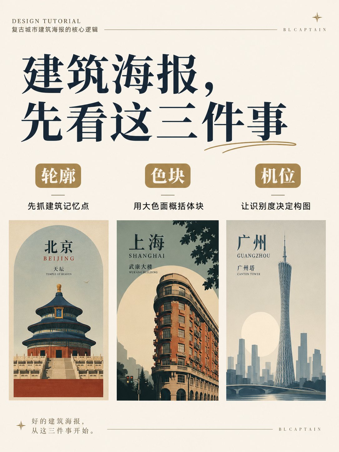 这个玩法我最近特别喜欢,它适合把一座城市最有代表性的建筑,直接做成一张先锋复古彩色建筑海报。