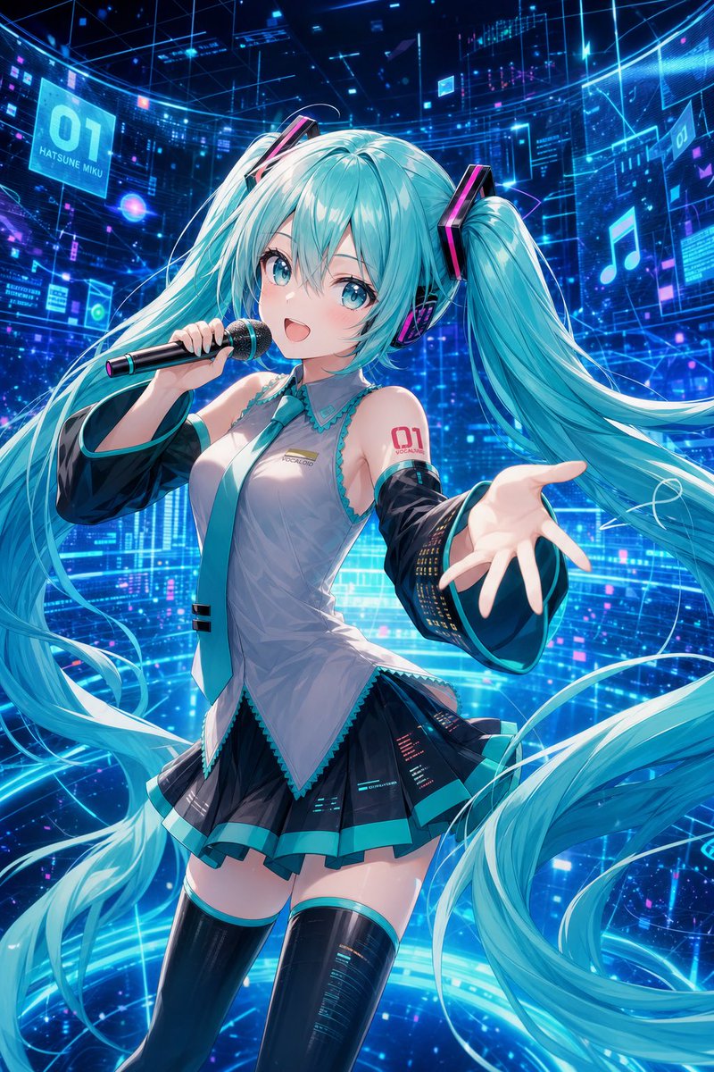 初音未来角色动漫插画霓虹未来