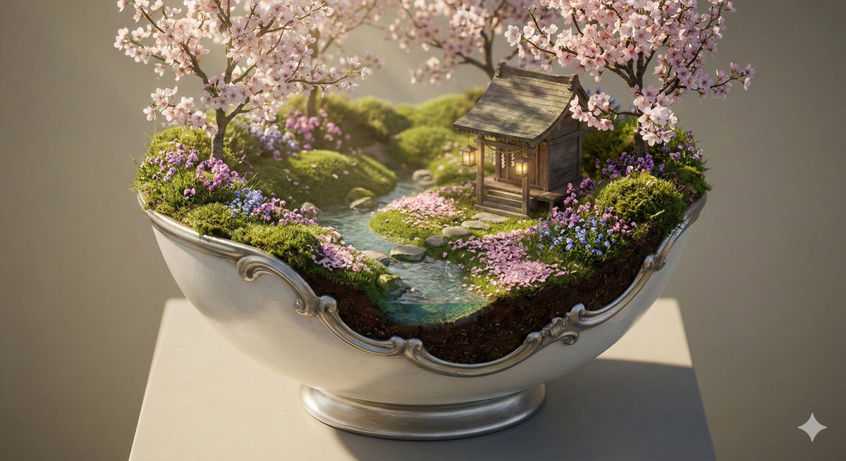 Ornate Diorama of a Spring Shrine Prompt